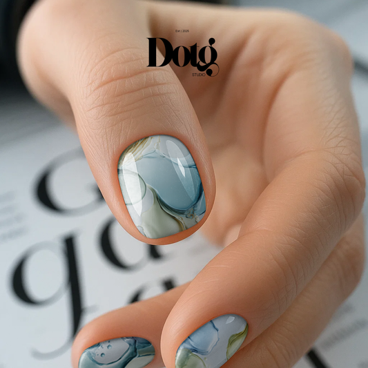Blue Marble Nail Wraps Abstract Pedicure & Manicure Water Design Aqua Nail Stickers Gel Alternative