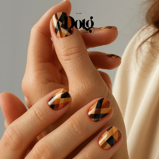 Beige Plaid Nail Wrap DIY Manicure & Pedicure Nail Stickers Decal Strips