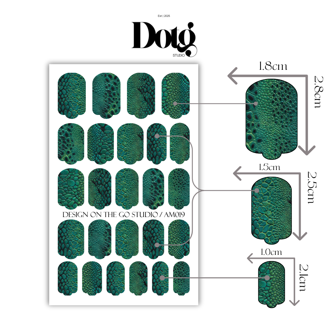 Emerald Snake Skin Nail Polish Wraps DIY Manicure & Pedicure Stickers Nail Decal Strips