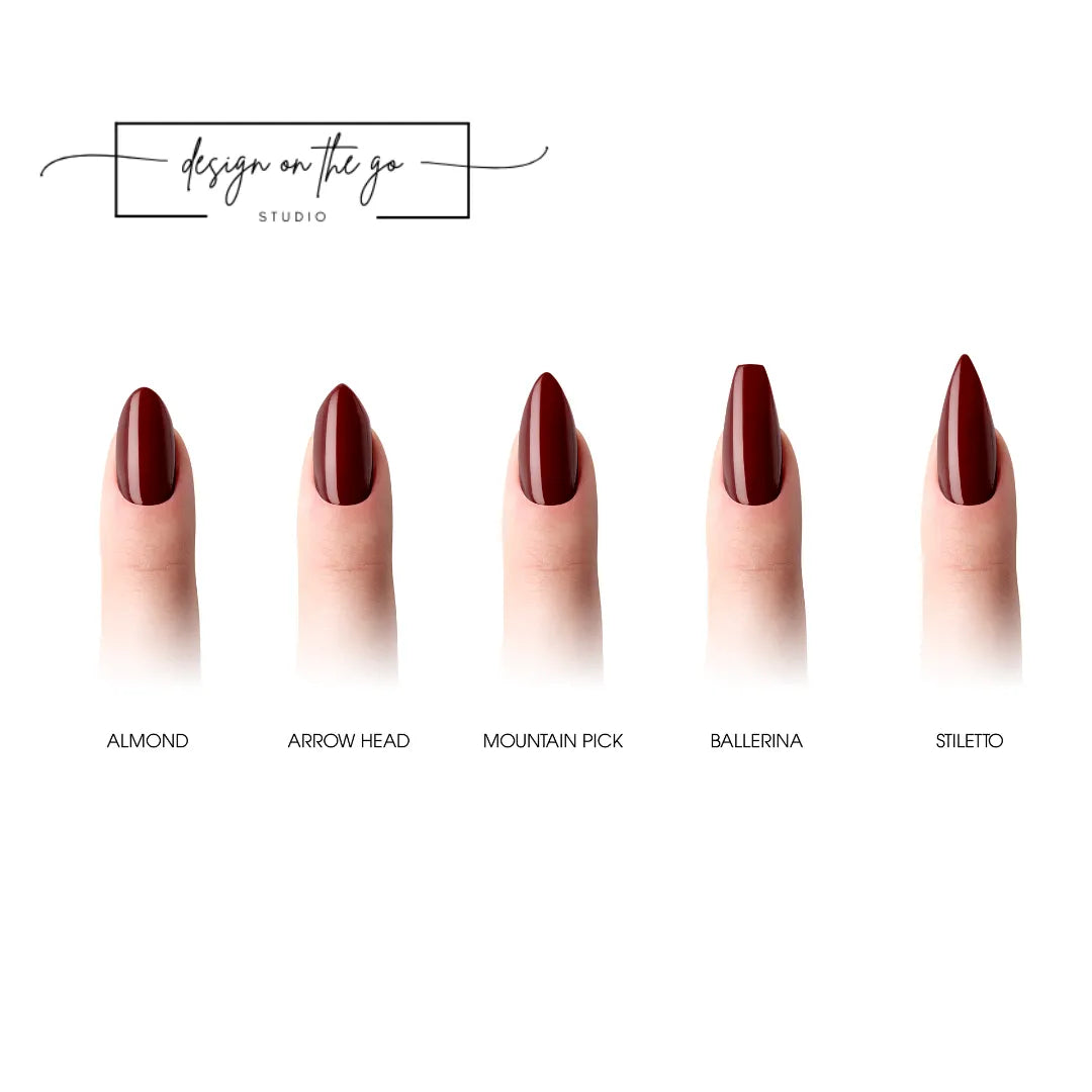 #type_manicure different shapes of manicured nails with nail wraps applied