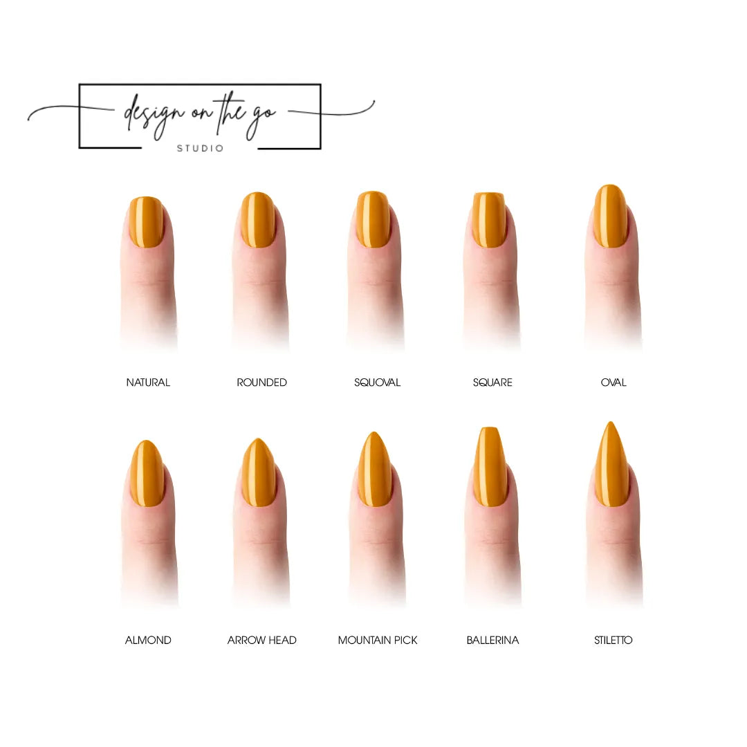 #type_manicure different shapes of manicured nails with nail wraps applied