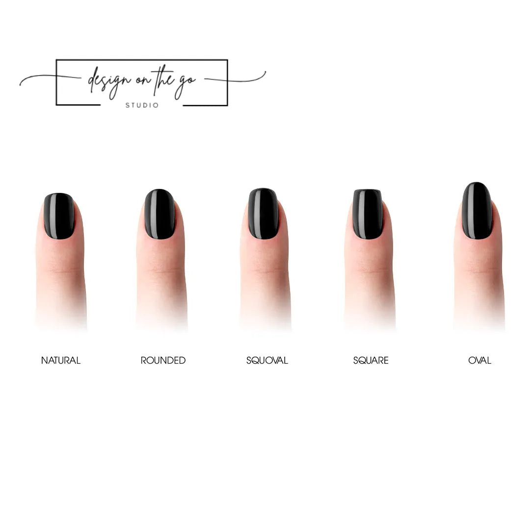 #type_manicure different shapes of manicured nails with nail wraps applied