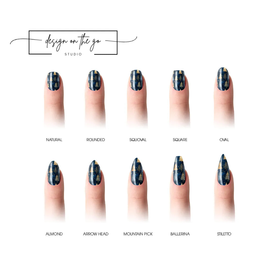 #type_manicure different shapes of manicured nails with nail wraps applied