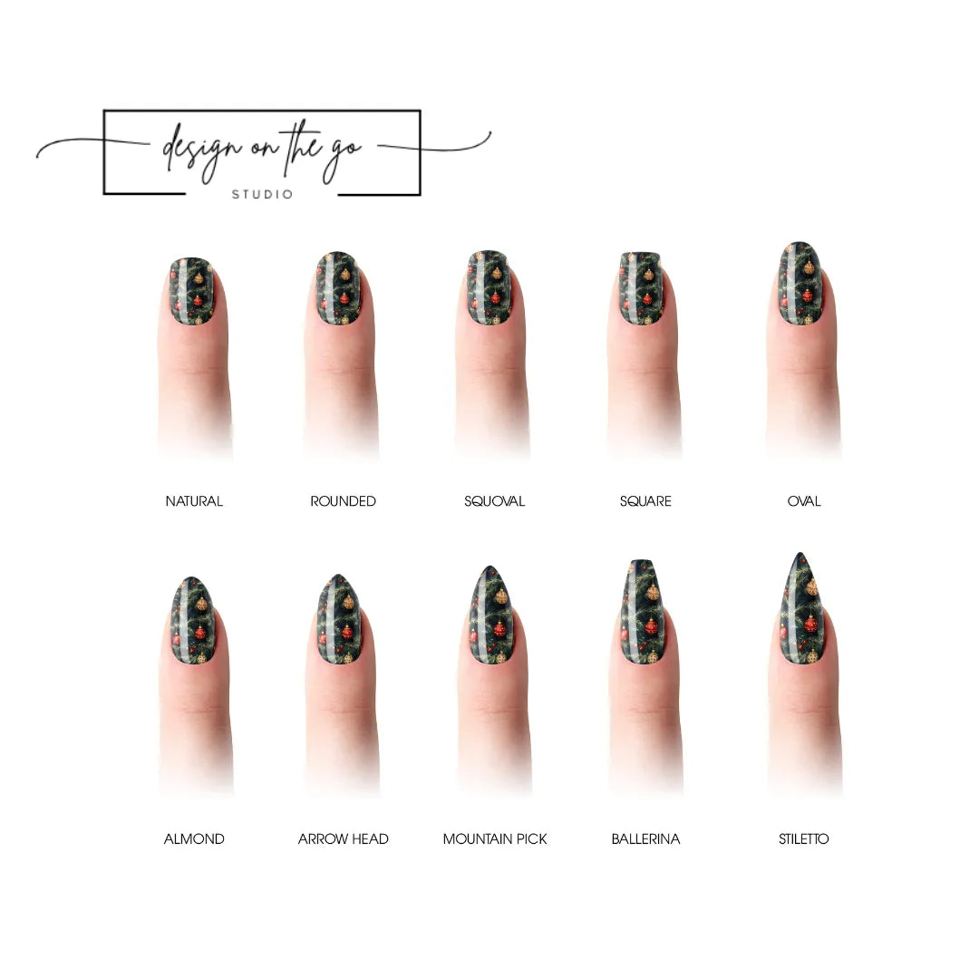 #type_manicure different shapes of manicured nails with nail wraps applied