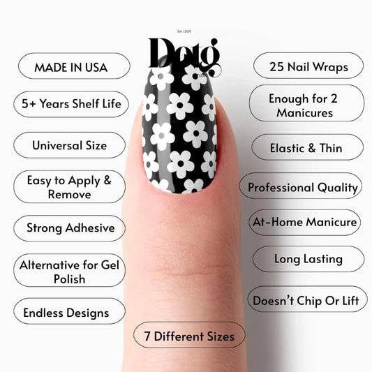 Black & White Daisy Nail Wraps