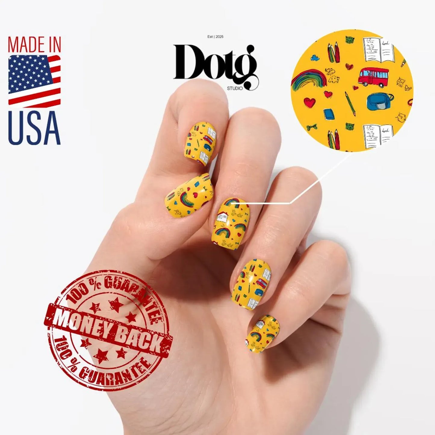 Yellow School Day Nail Wraps