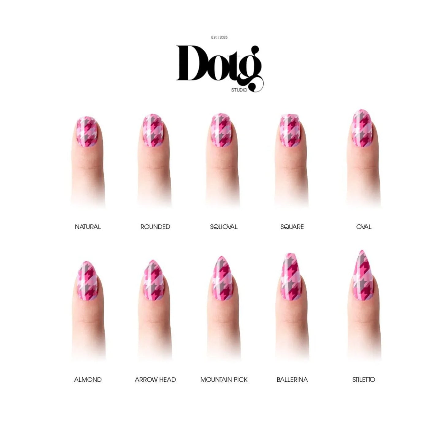 Pink Hounds Tooth Nail Wraps