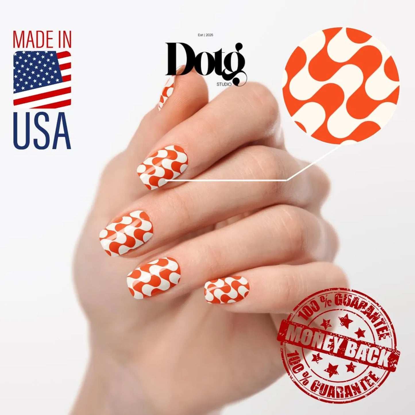 Retro Orange Nail Wraps