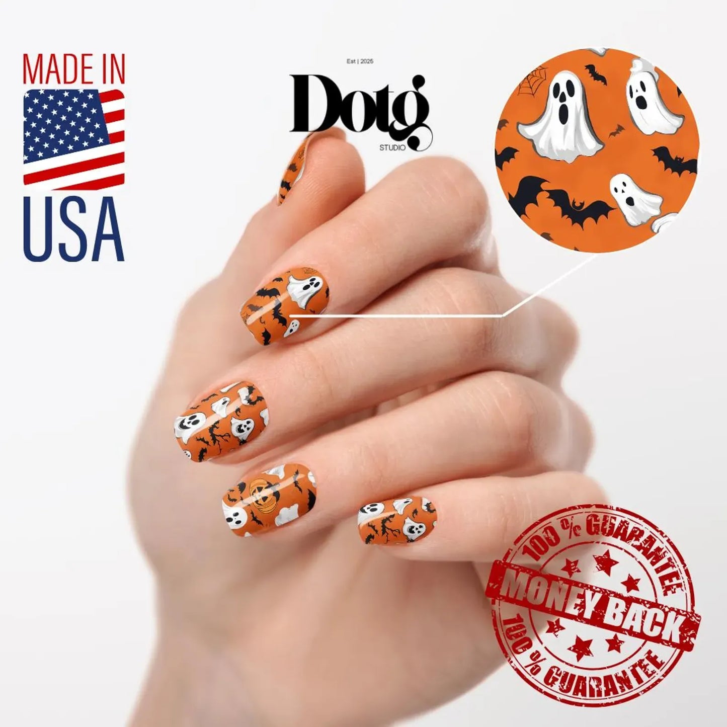 Orange Ghosts Nail Wraps