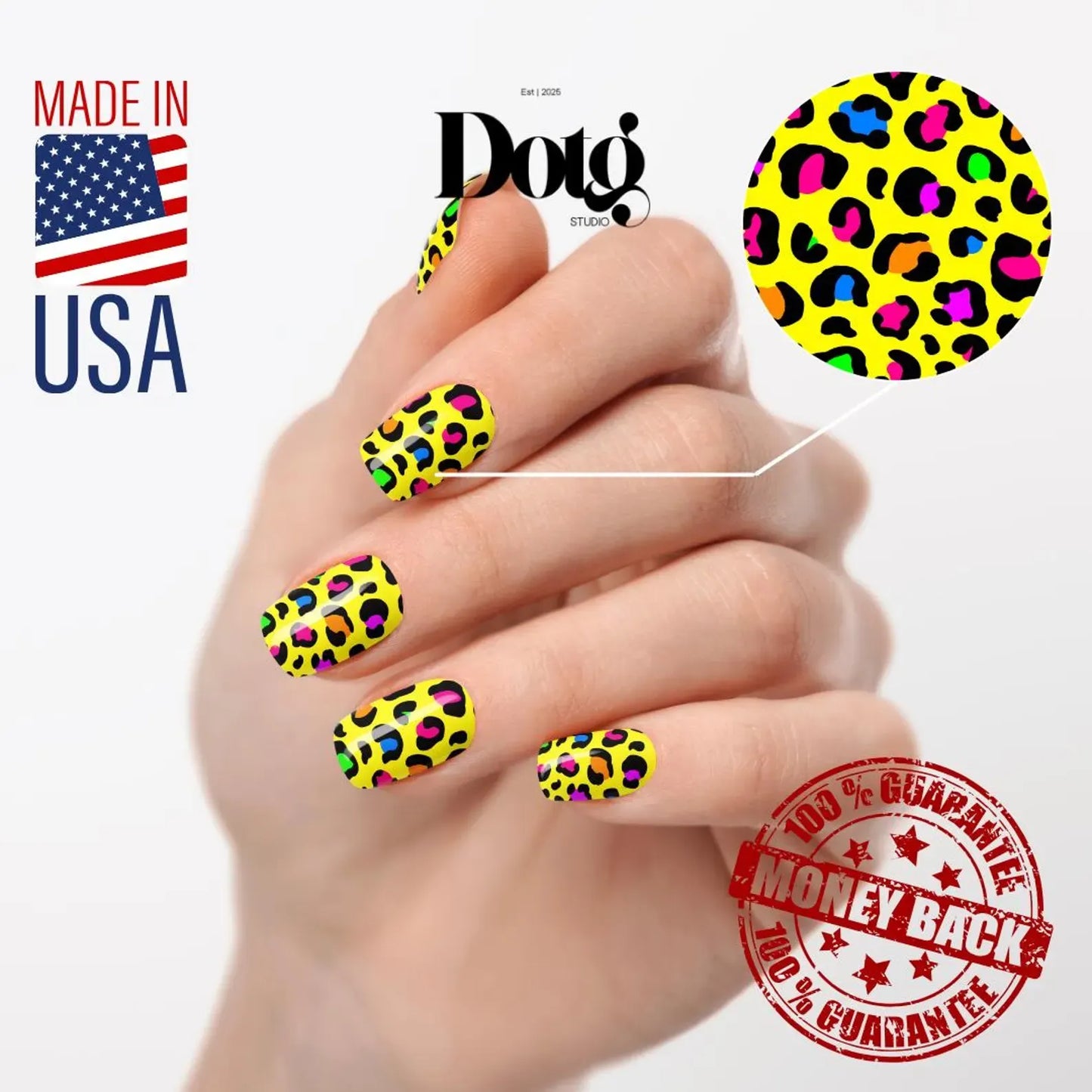 Neon Yellow Leopard Nail Wraps