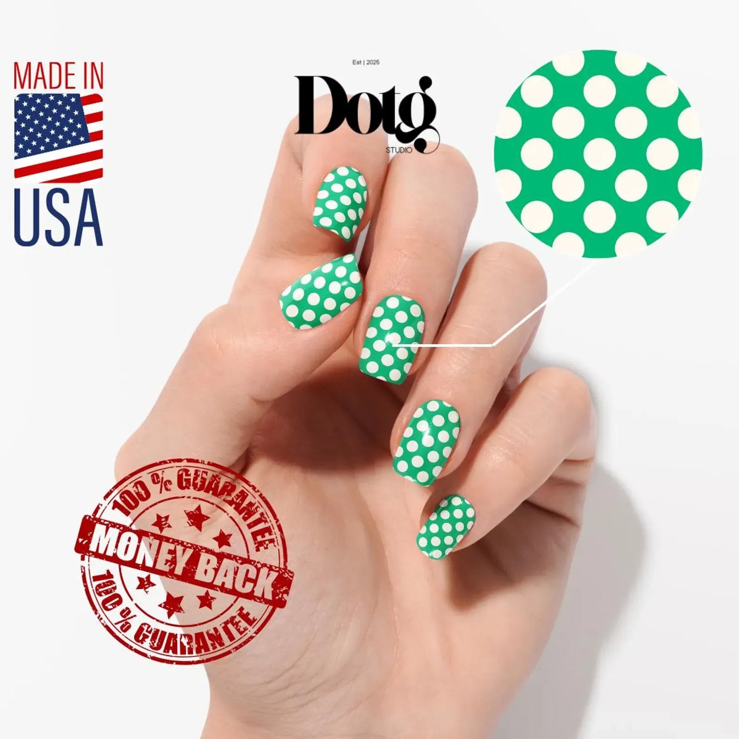 Green Polka Dot Nail Wraps