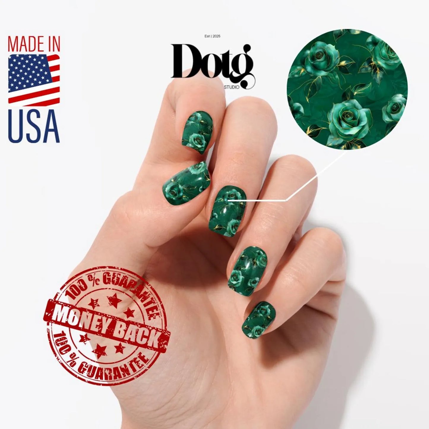 Emerald Rose Nail Wrap