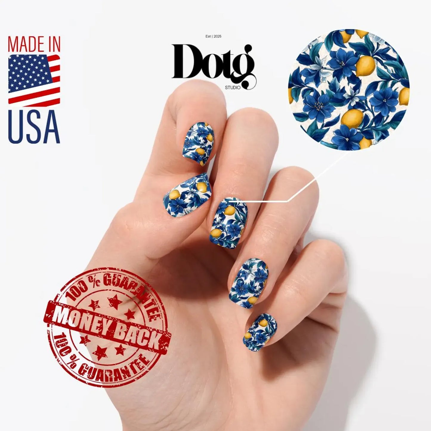 Blue Lemon Nail Wraps