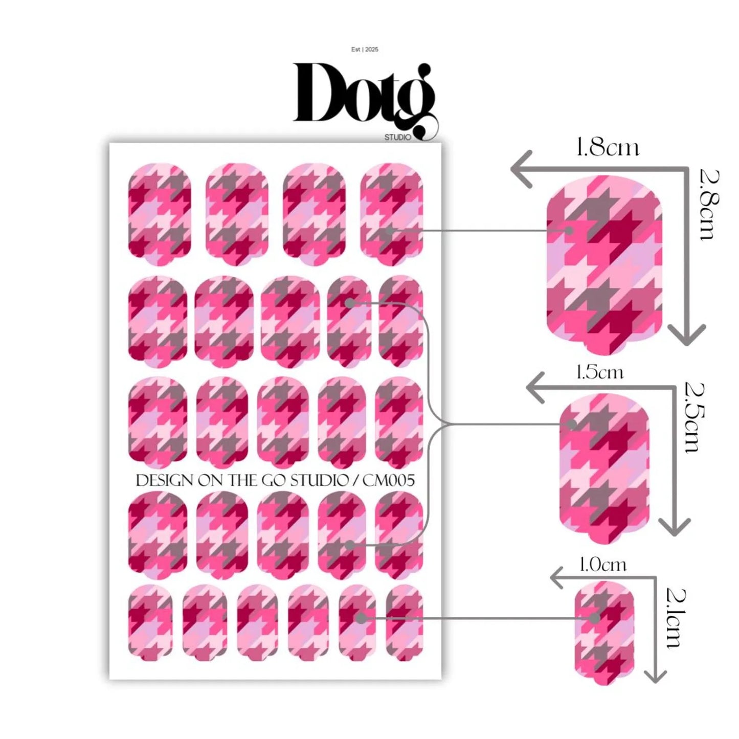 Pink Hounds Tooth Nail Wraps