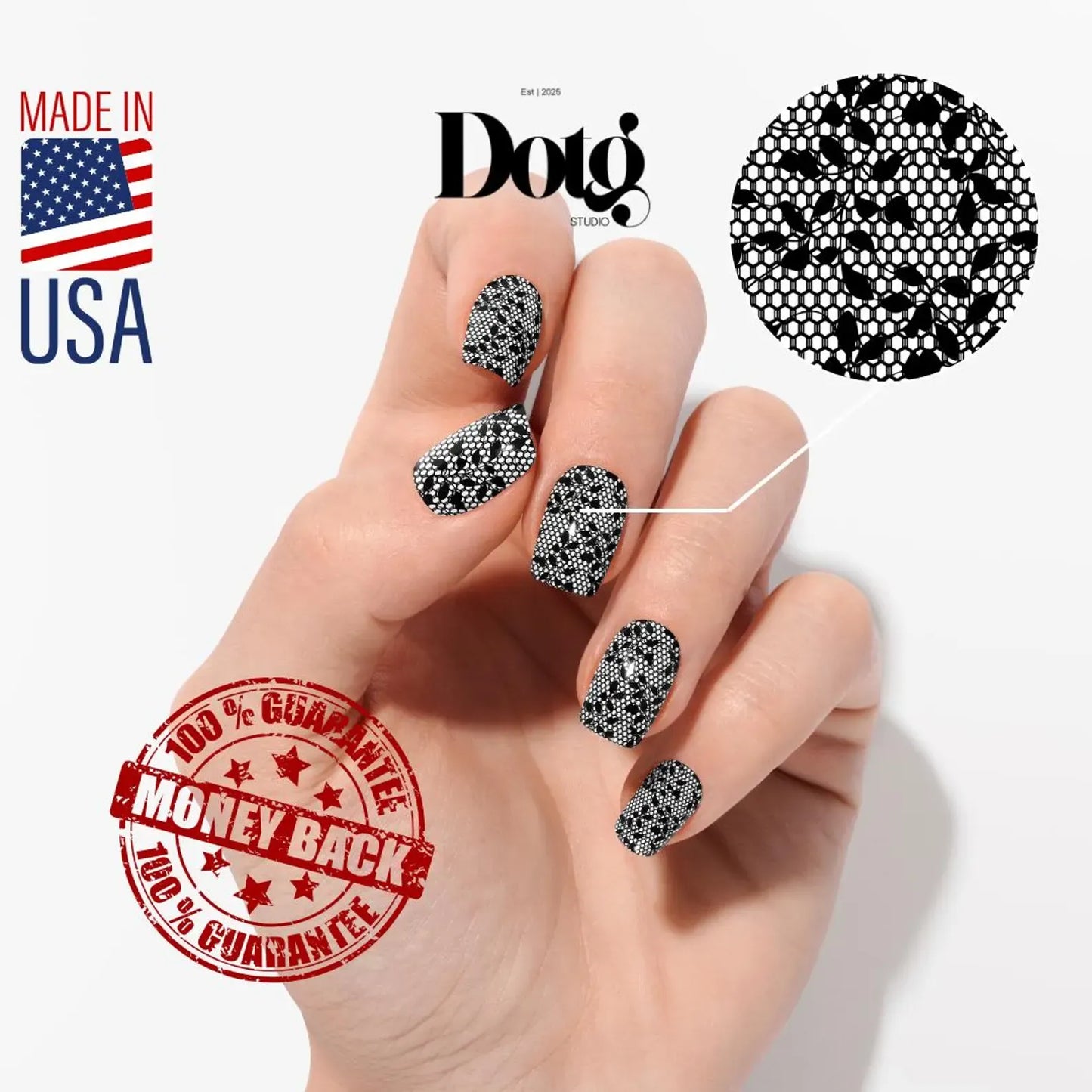 Black Lace Nail Wraps