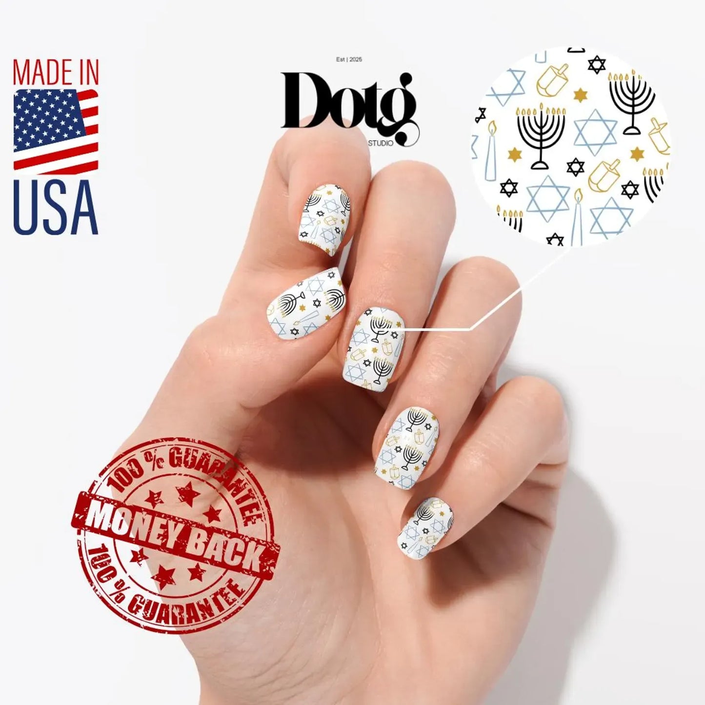 Hanukkah Motif Nail Wraps