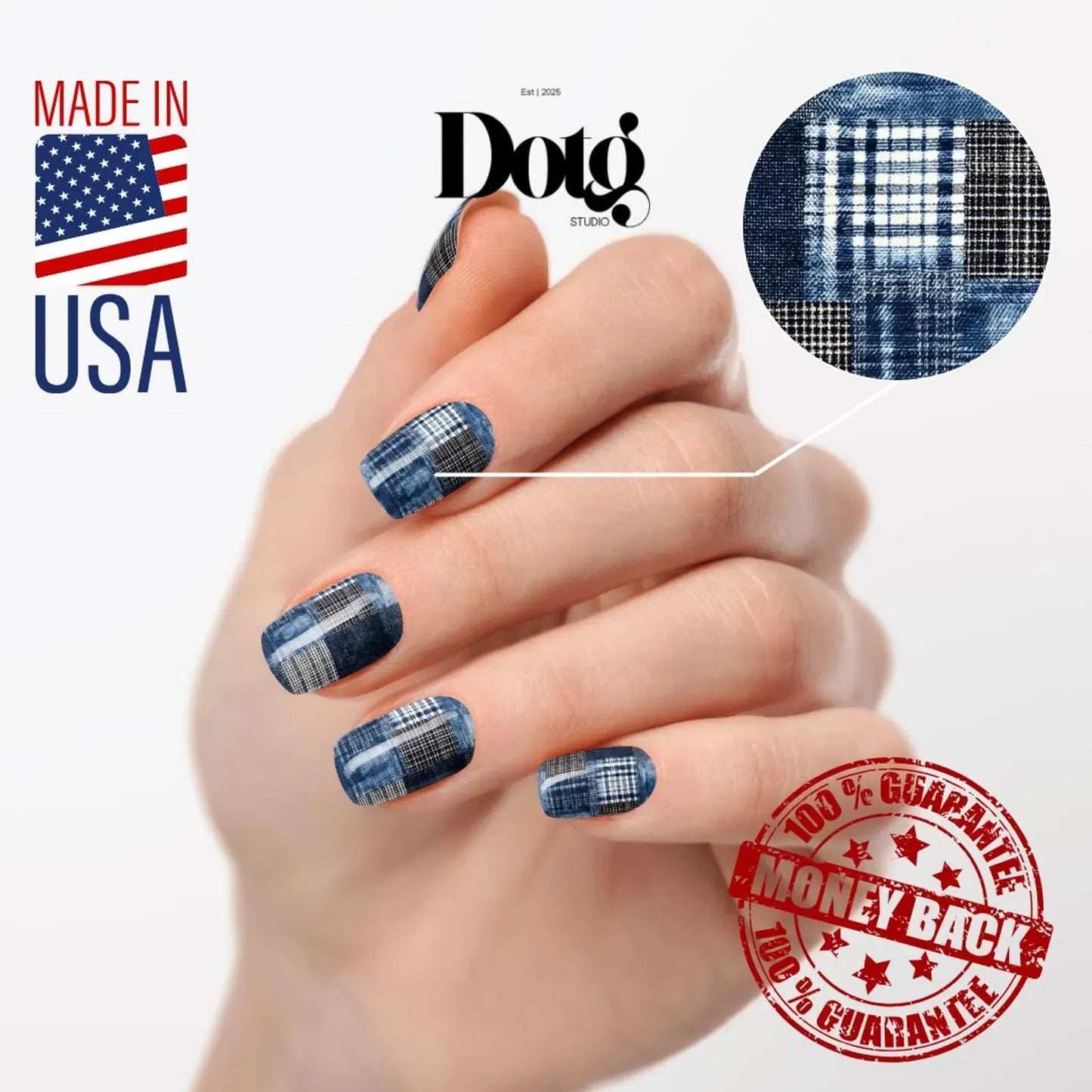 Denim Patchwork Nail Wraps