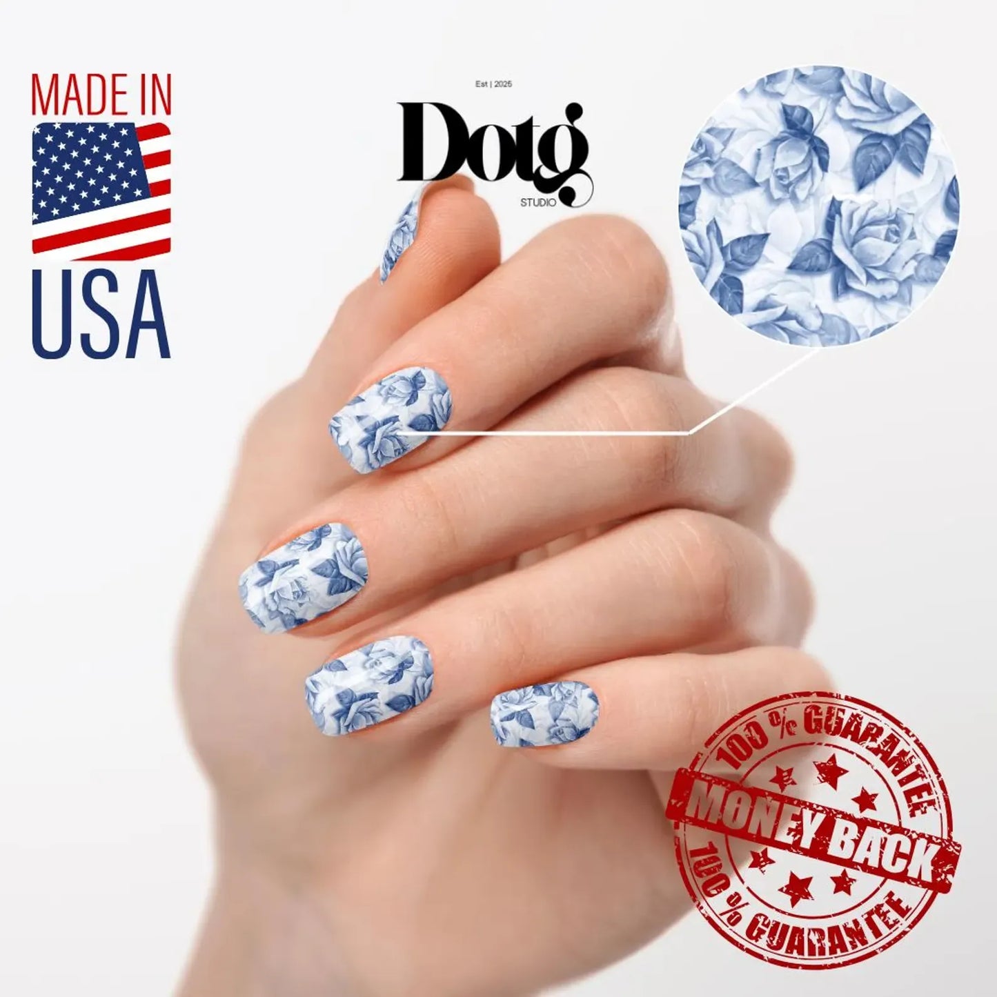 Blue Roses Nail Wrap