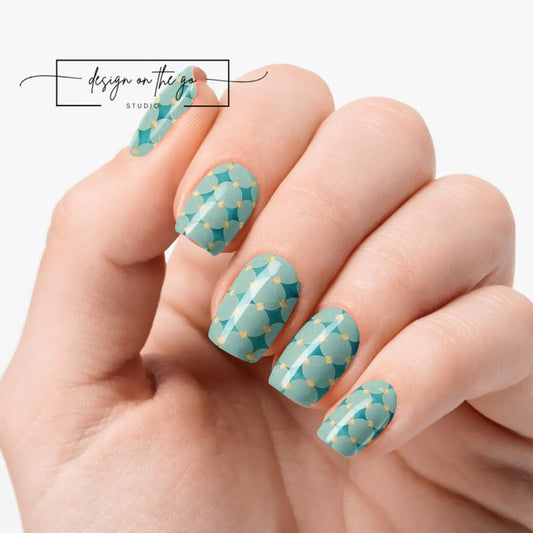 Golden Teal Nail Wraps