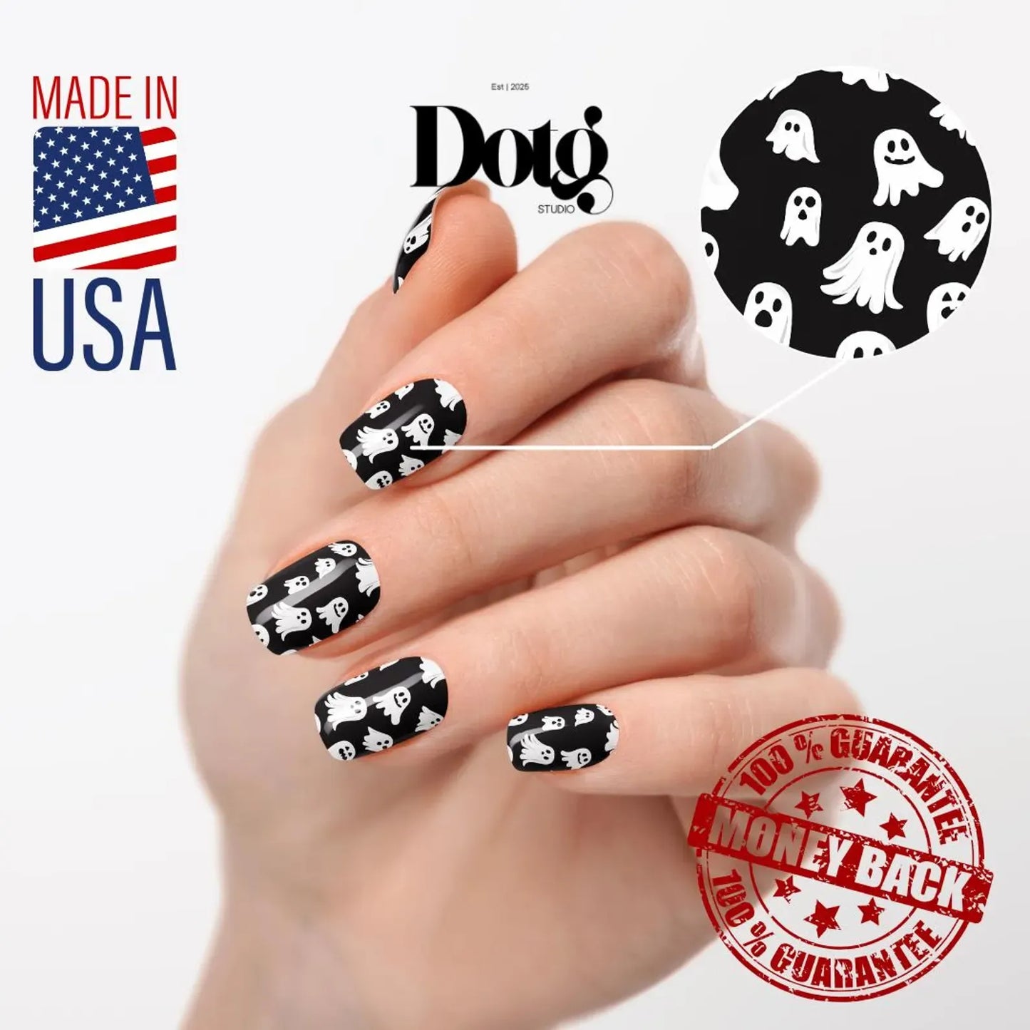 White Ghost Nail Wraps