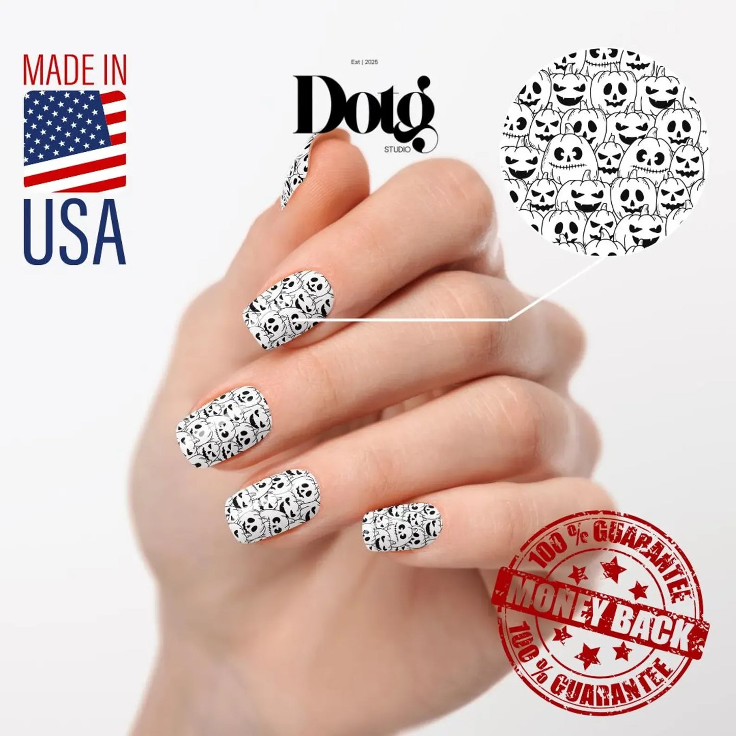 Black & White Pumpkin Nail Wraps