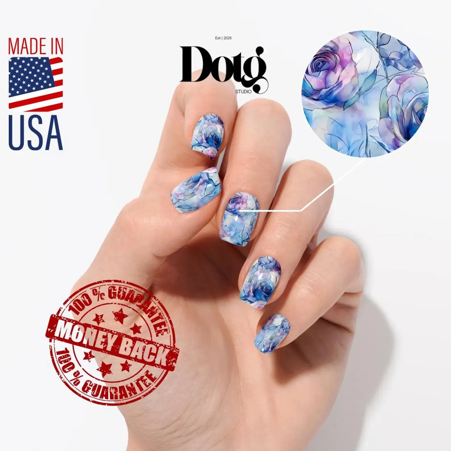 Watercolor Rose Nail Wraps
