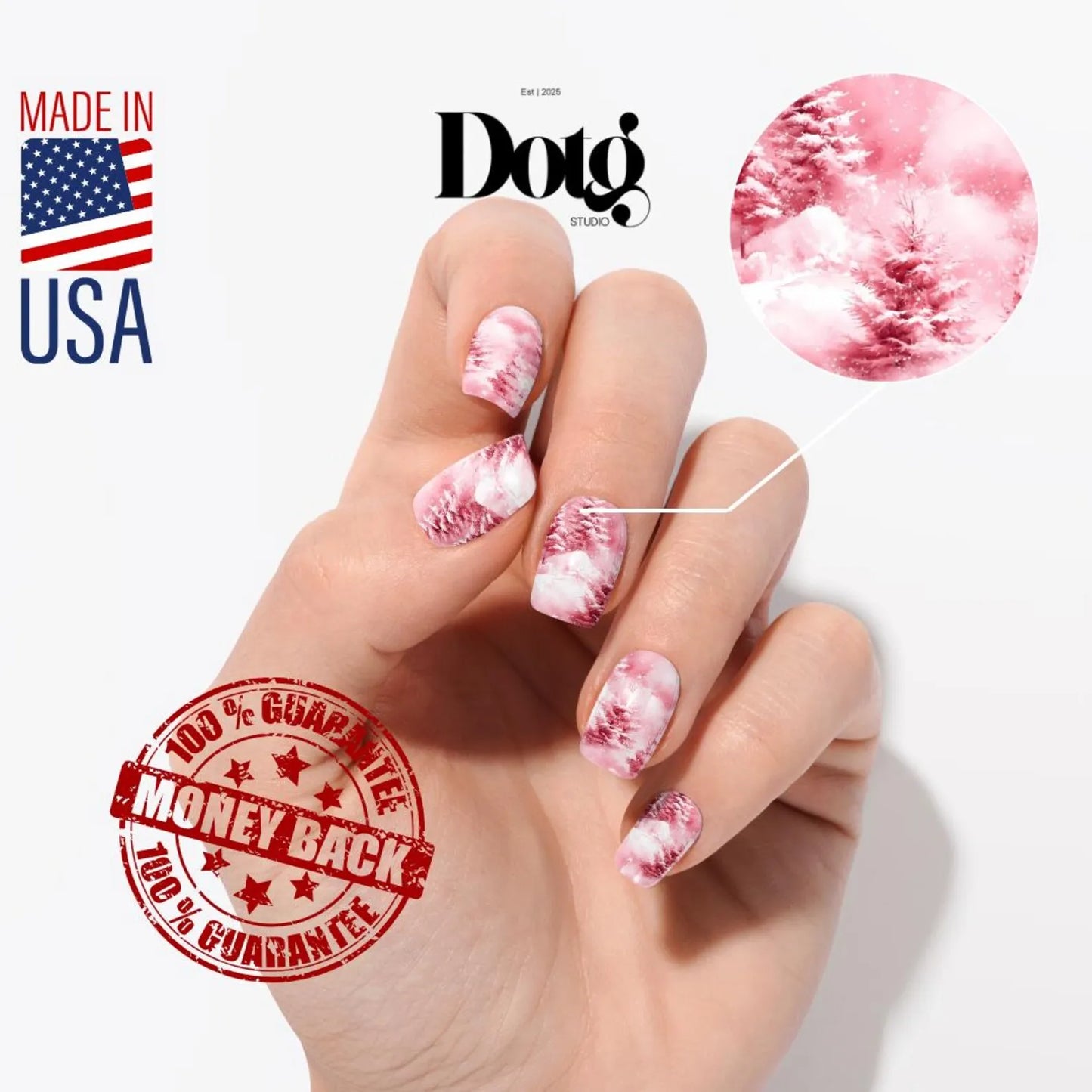 Pink Cristmas Nail Wraps