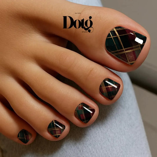 Gold Tartan Nail Wraps