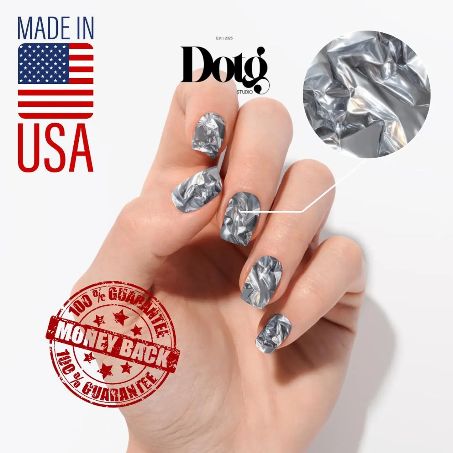 Silver Metallic Foil Nail Wraps