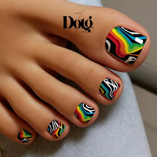 Rainbow Zebra Nail Wraps
