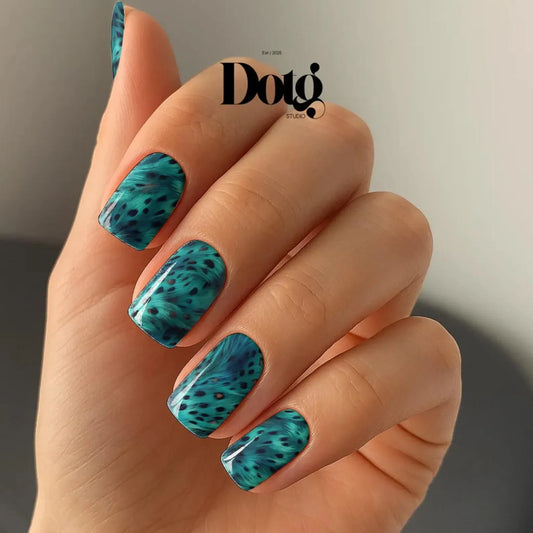 Turquoise Ocelot Silk Nail Wraps