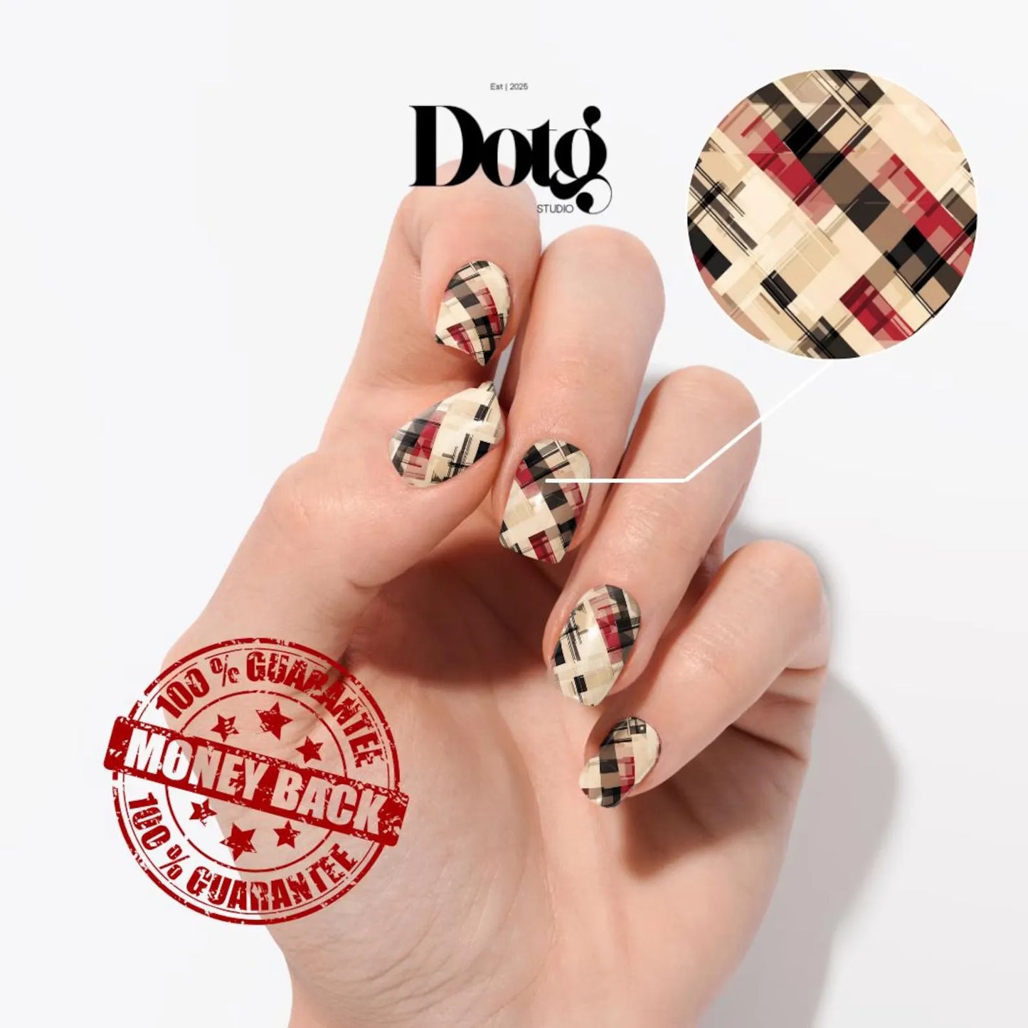 Beige Plaid Nail Wraps