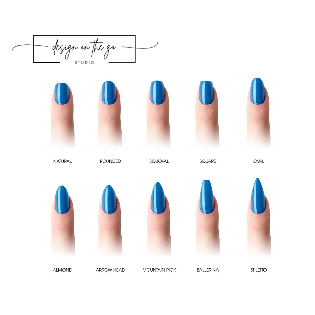 #type_manicure different shapes of manicured nails with nail wraps applied