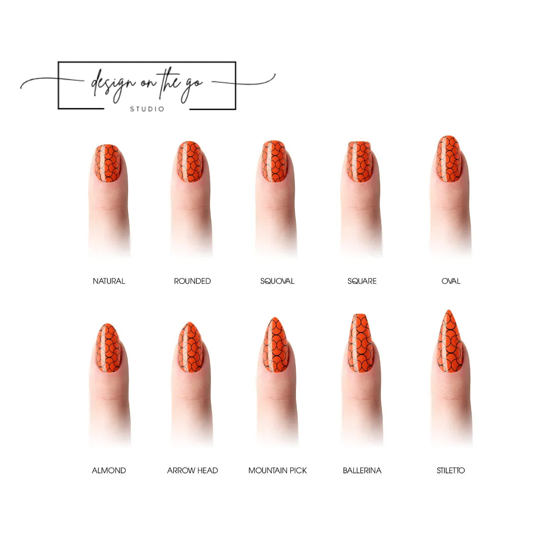 #type_manicure different shapes of manicured nails with nail wraps applied