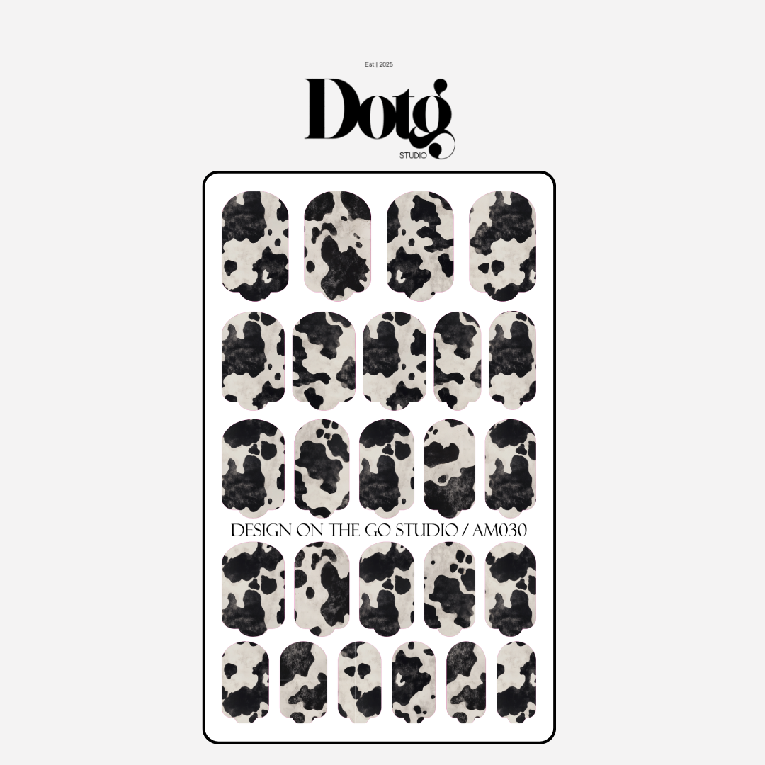 Cow Print Nail Wraps Black White Pattern Long Lasting Gel Alternative Statement Nails