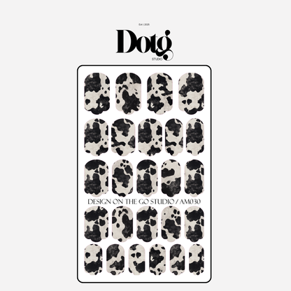 Cow Print Nail Wraps Black White Pattern Long Lasting Gel Alternative Statement Nails