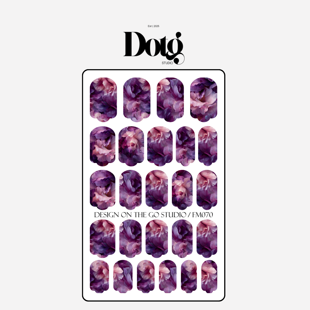 Midnight Petal Print Nail Polish Wraps DIY Manicure & Pedicure Floral Stickers for Gift