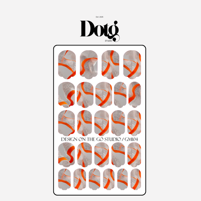 Orange Swirl Nail Wraps • Minimalist Sheer Abstract Strips • Manicure & Pedicure Stickers
