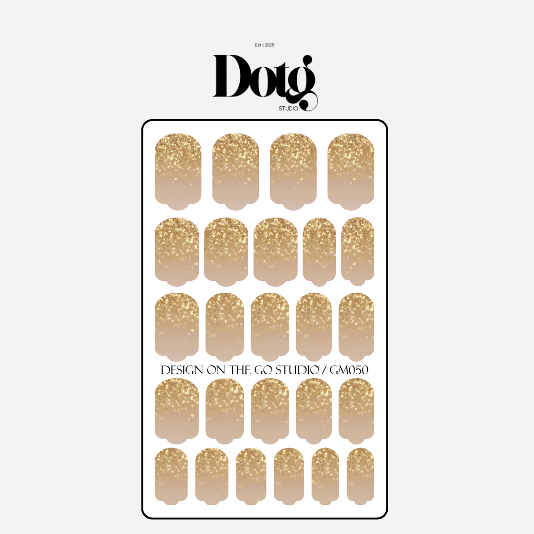 Gold Glitter Nail Polish Wraps DIY Manicure & Pedicure Glow Stickers Nail Decal Strips