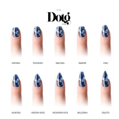 Blue Stone Nail Polish Wraps DIY Manicure & Pedicure Geometric Abstract Nail Stickers Decal Strips