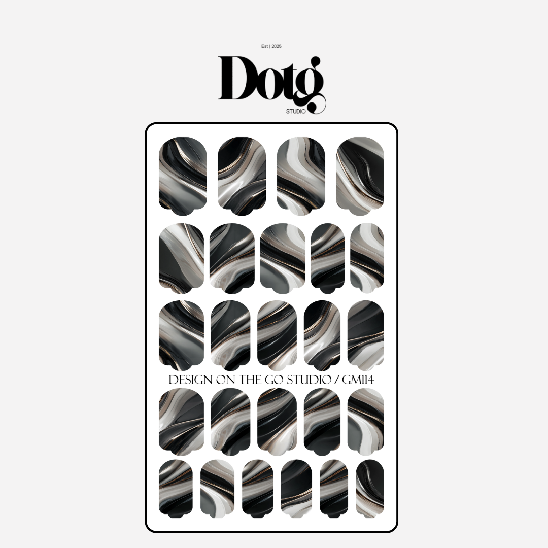 Black Marble Nail Wraps Abstract Pedicure & Manicure Stone Texture Design Nail Stickers Gel Alternative