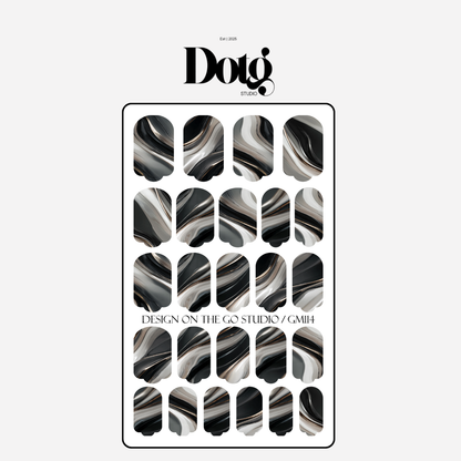 Black Marble Nail Wraps Abstract Pedicure & Manicure Stone Texture Design Nail Stickers Gel Alternative