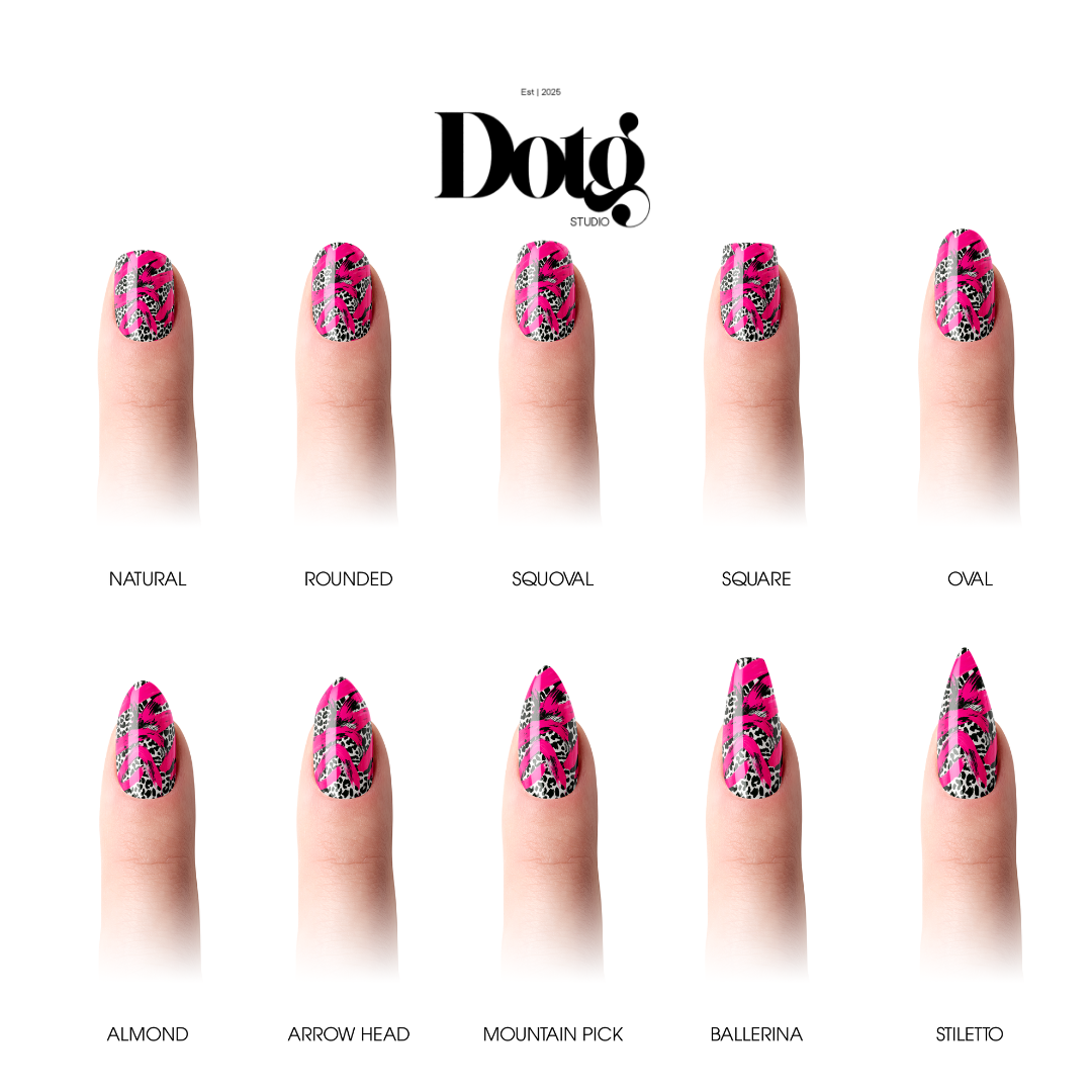 Abstract Leopard Nail Polish Wraps DIY Manicure & Pedicure Fuchsia Vintage Stickers Nail Decal Strips