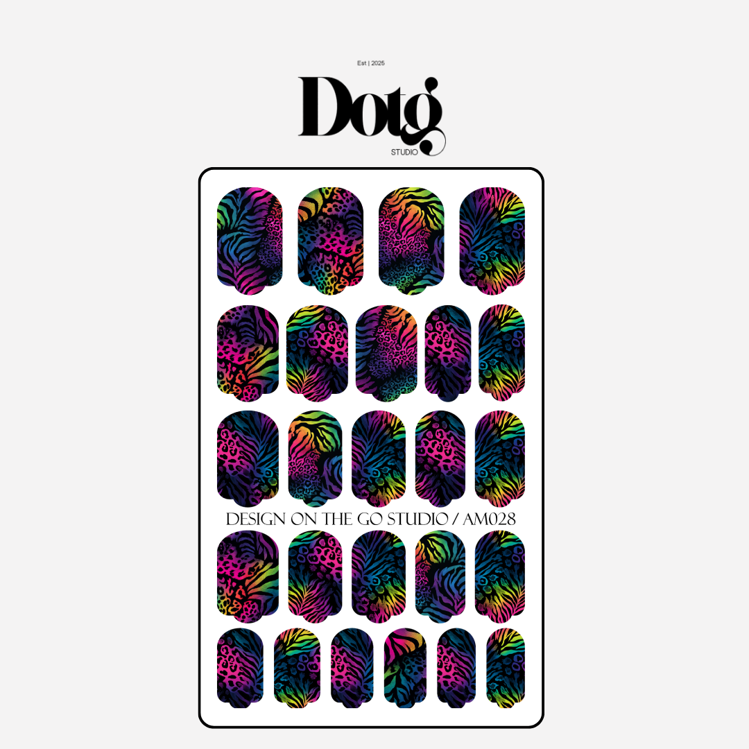 Neon Animal Print Nail Polish Wraps DIY Manicure & Pedicure Stickers Nail Decal Strips