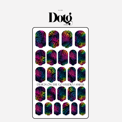 Neon Animal Print Nail Polish Wraps DIY Manicure & Pedicure Stickers Nail Decal Strips