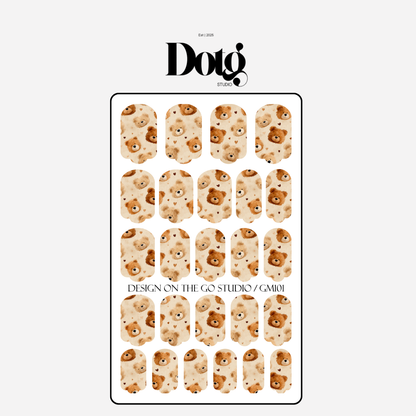 Teddy Bear Hearts Nail Polish Wraps DIY Manicure & Pedicure Stickers Nail Decal Strips