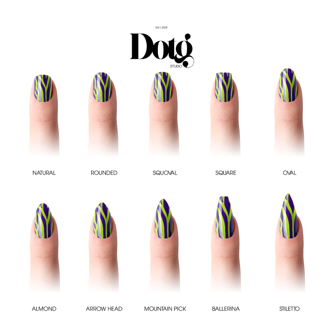 Purple Green Nail Polish Wraps DIY Manicure & Pedicure Animal Print Stickers Nail Decal Strips