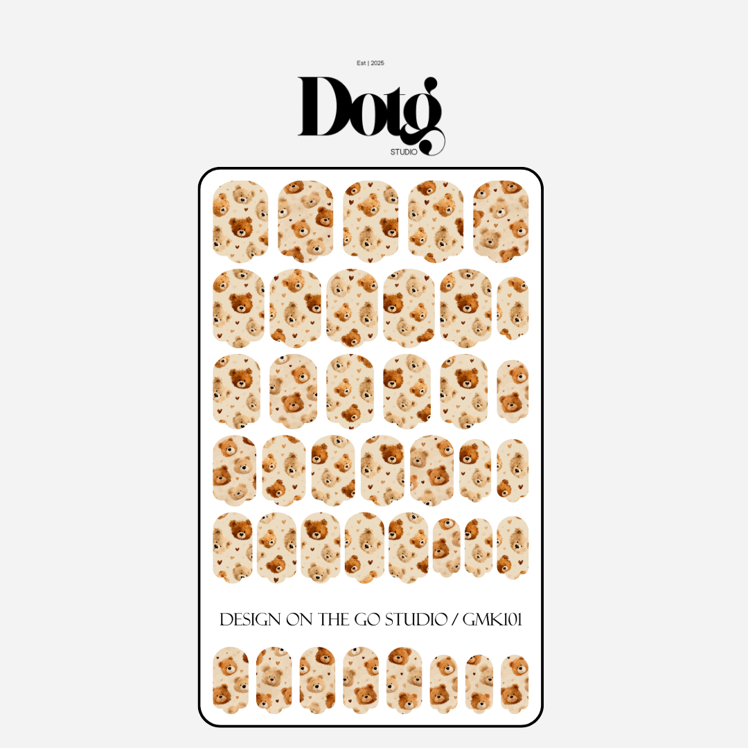Teddy Bear Hearts Nail Polish Wraps DIY Manicure & Pedicure Stickers Nail Decal Strips