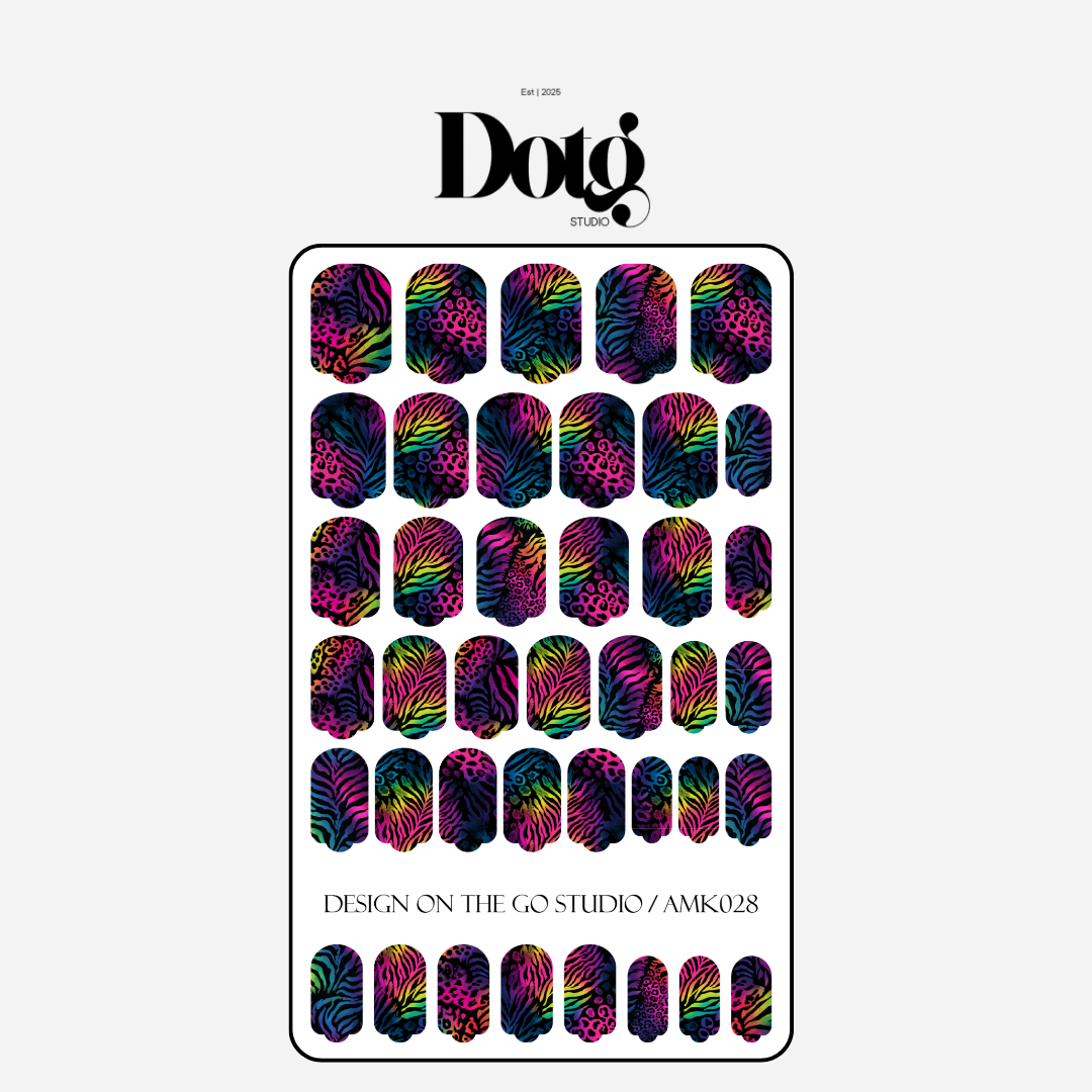 Neon Animal Print Nail Polish Wraps DIY Manicure & Pedicure Stickers Nail Decal Strips