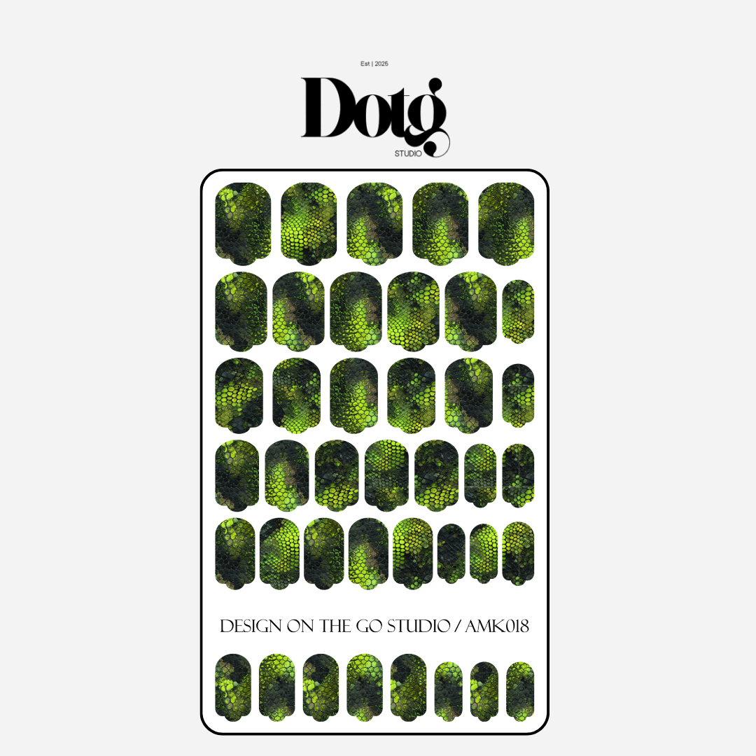 Neon Green Snake Skin Nail Wraps • Reptile Texture Statement Nails  • Pedicure & Manicure Stickers